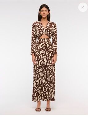 Abercrombie & Fitch Long-Sleeve Twist-Front Maxi Dress